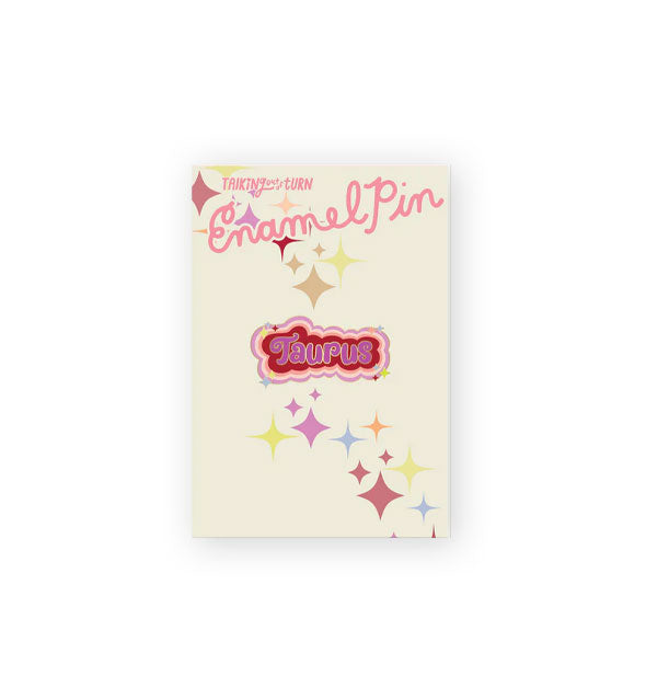 Colorful Taurus enamel pin on Talking Out of Turn product card