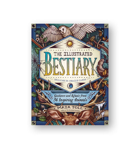 Cover of The Illustrated Bestiary features intricate design of various fauna