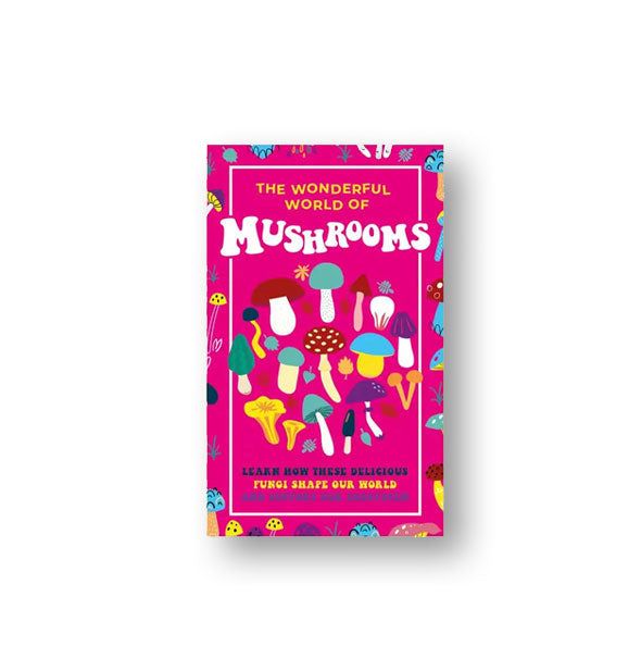 The Wonderful World of Mushrooms card pack is bright pink with colorful mushroom illustrations