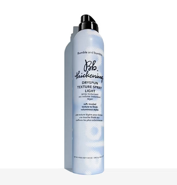 Blueish 9.35 ounce can of Bumble and bumble Thickening Dryspun Texture Spray Light
