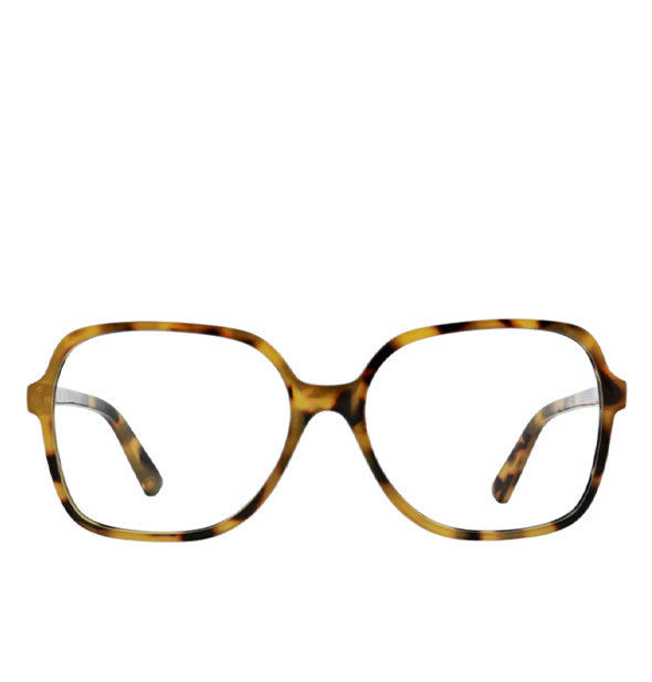 Pair of brown tortoise glasses with rounded square shape