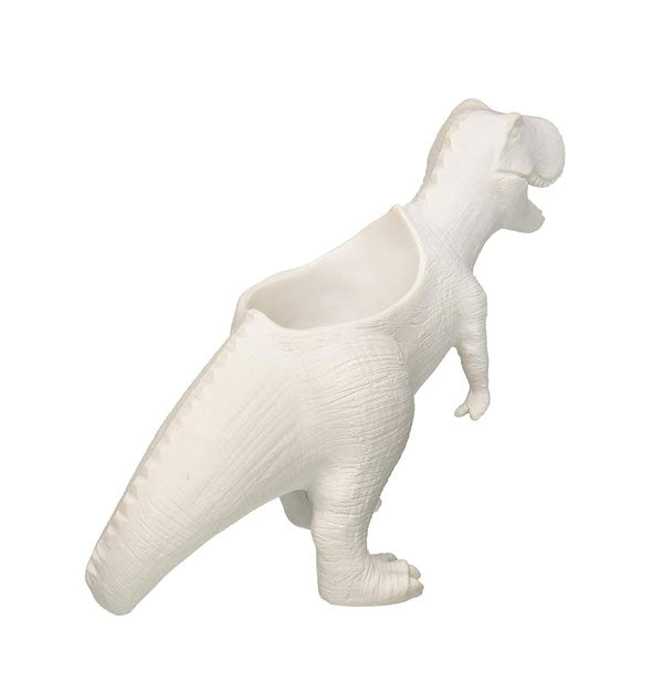 Back side of white resin Tyrannosaurus rex planter