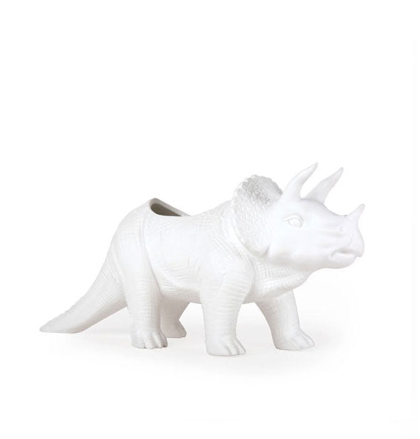 White porcelain triceratops planter pot