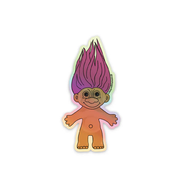 Sticker features illustration of a Troll with purple