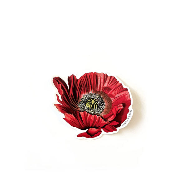 Intricately designed red poppy sticker