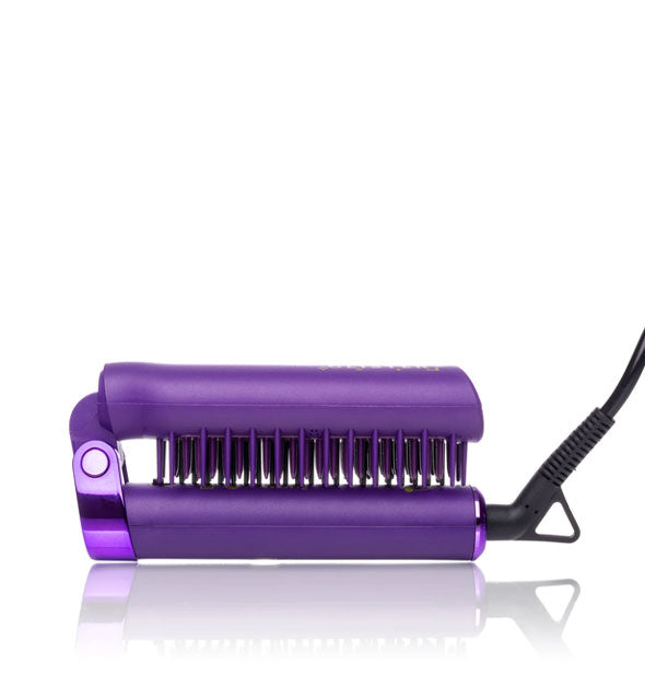 Collapsed view of Glister Foldable Smoothing System brush iron in violet