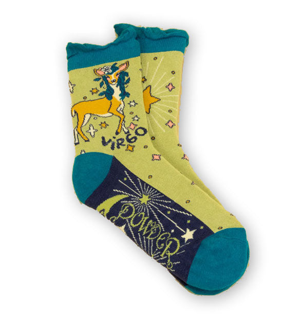 Pair of Virgo socks by Powder feature astrology-themed maiden deer design