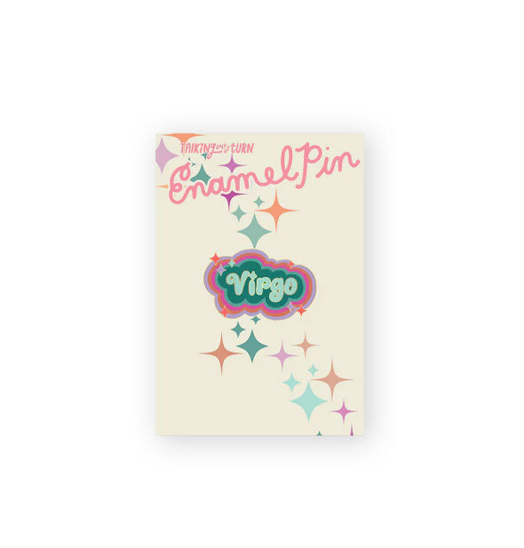 Colorful Virgo enamel pin on Talking Out of Turn product card