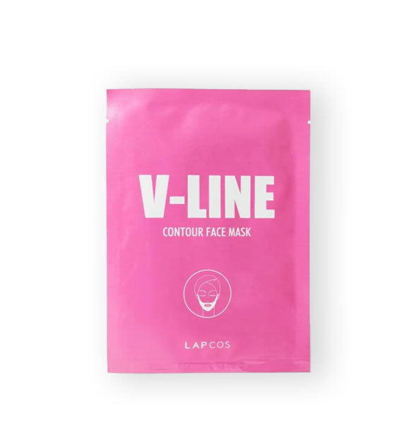 Pink Lapcos V-Line Contour Face Mask packet with white lettering and graphic