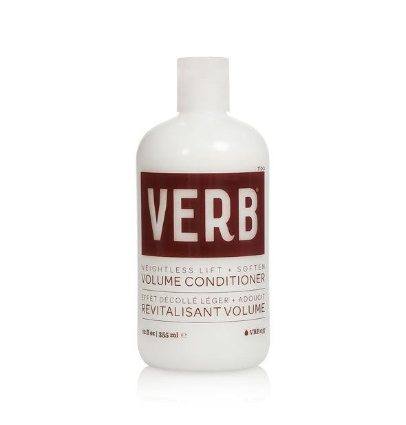 White 12 ounce bottle of Verb Volume COnditioner with brown lettering