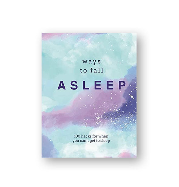 Purple and blue cover of Ways to Fall Asleep with cloud details and lightly speckled planetary accents