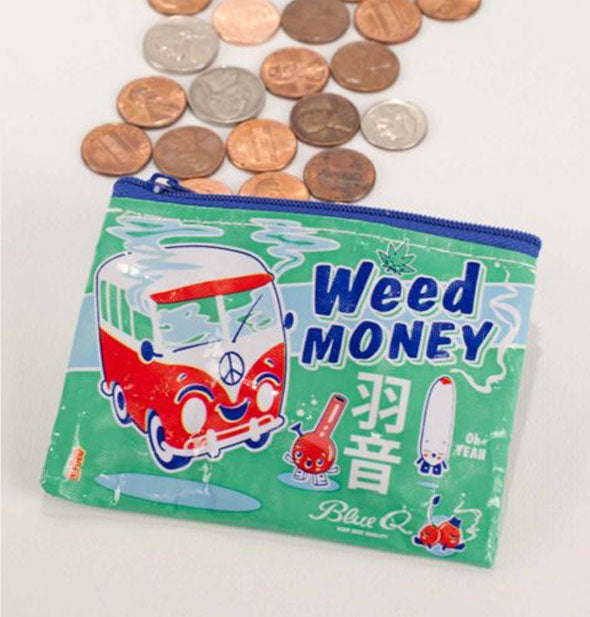 Weed Money coin purse spills out loose change