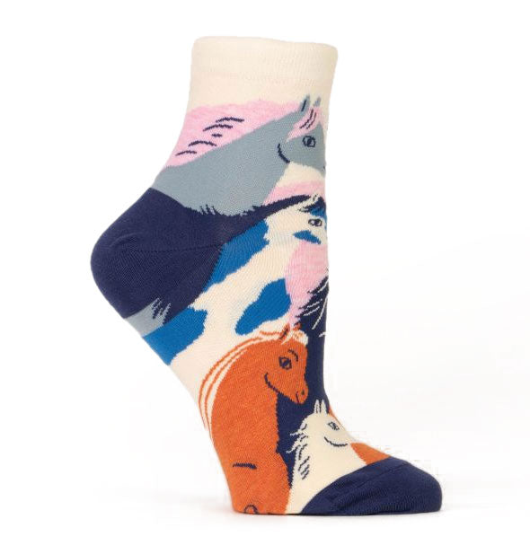 Side view of socks illustrated with horses