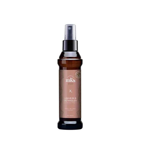 4 ounce brown bottle of Isle of You scent MKS Eco X Leave-In & Detangler with rosy-brown label