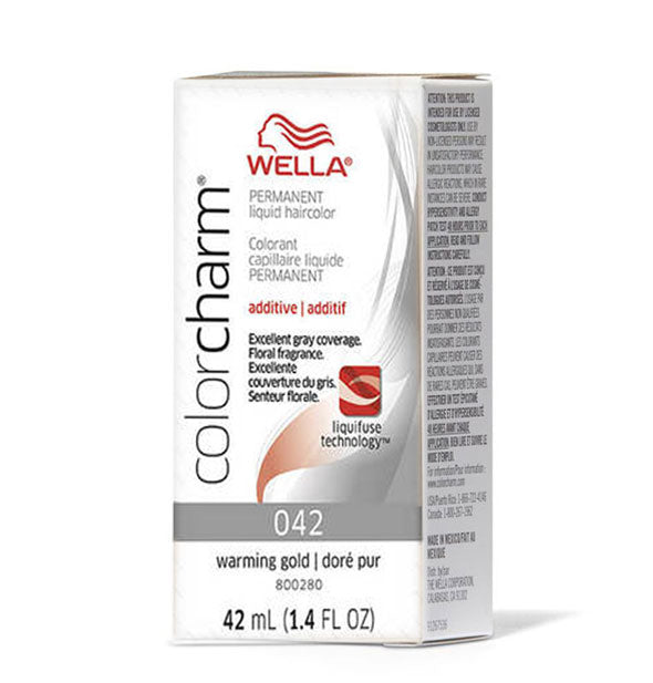 Box of Wella ColorCharm Permanent Liquid Hair Color in shade 042 Warming Gold