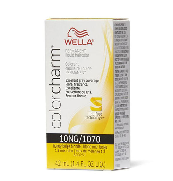 Box of Wella ColorCharm Permanent Liquid Hair Color in shade 10NG/1070 Honey Beige Blonde