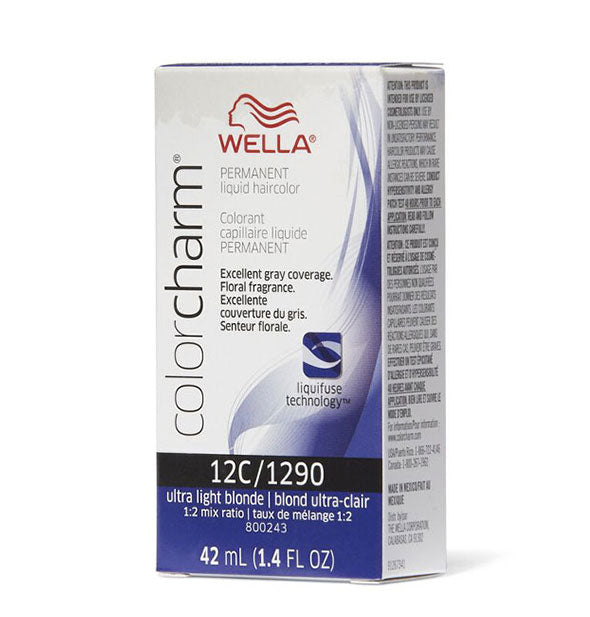Box of Wella ColorCharm Permanent Liquid Hair Color in shade 12C/1290 Ultra Light Blonde