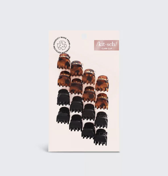 Pack of 16 mini claw clips by Kitsch on product card; half are black and the other half are brown tortoise