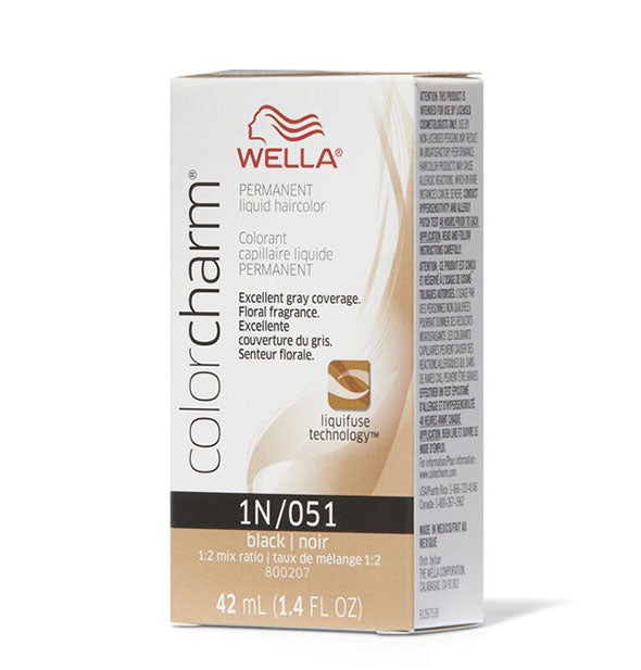 Box of Wella ColorCharm Permanent Liquid Hair Color in shade 1N/051 Black