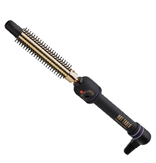 Black and gold Hot Tools Professional brush iron with short bristles and a red indicator light