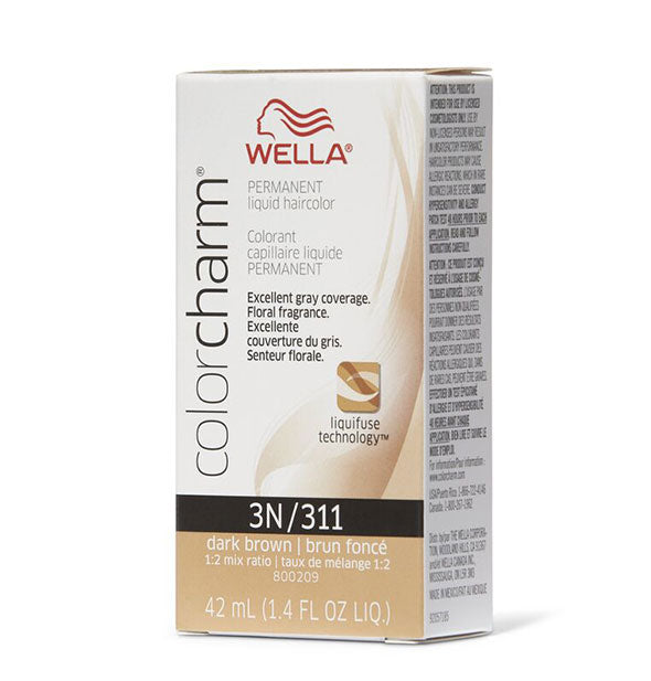 Box of Wella ColorCharm Permanent Liquid Hair Color in shade 3N/311 Dark Brown