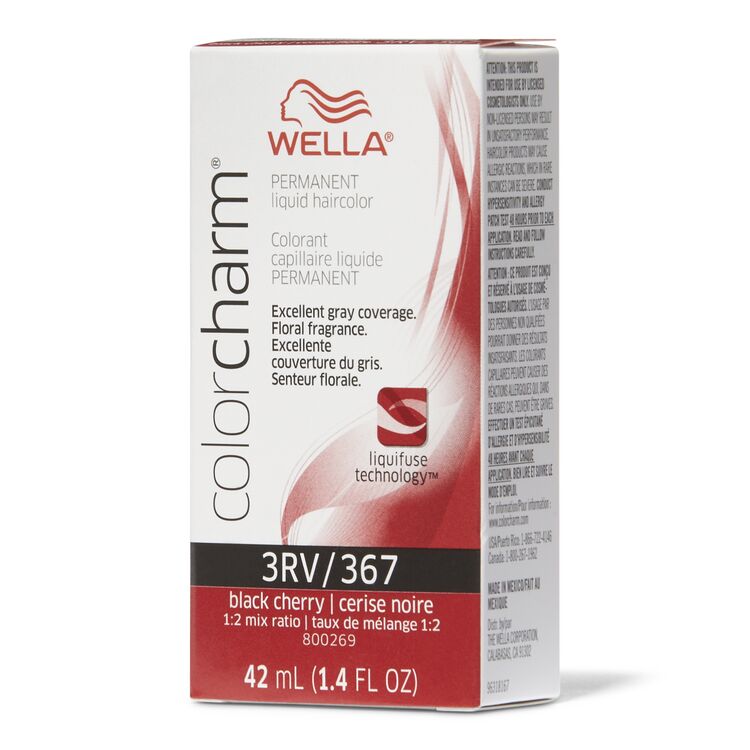 Box of Wella ColorCharm Permanent Liquid Hair Color in shade 3RV/367 Black Cherry