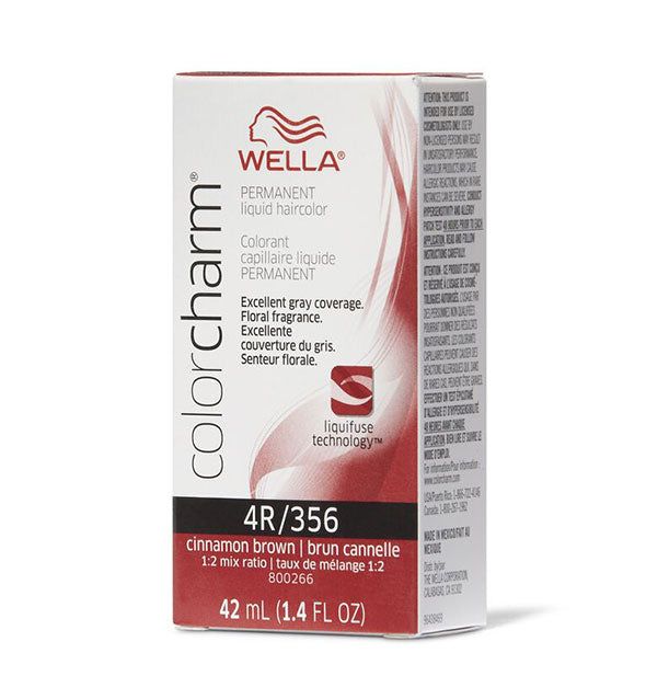 Box of Wella ColorCharm Permanent Liquid Hair Color in shade 4R/356 Cinnamon Brown
