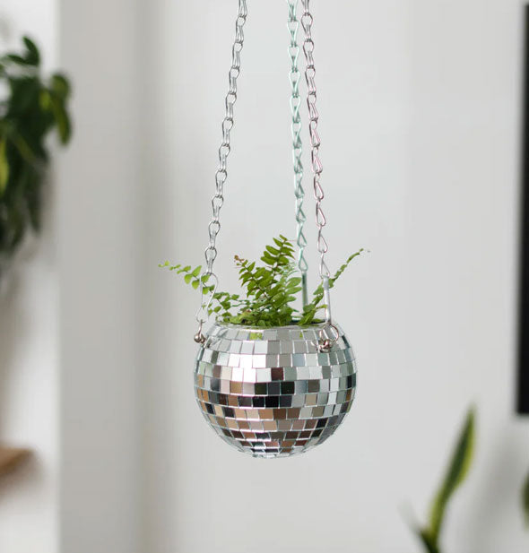 Small 4-inch hanging disco ball planter