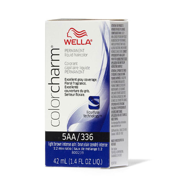 Box of Wella ColorCharm Permanent Liquid Hair Color in shade 5AA/336 Light Brown Intense Ash