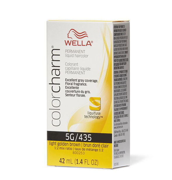 Box of Wella ColorCharm Permanent Liquid Hair Color in shade 5G/435 Light Golden Brown