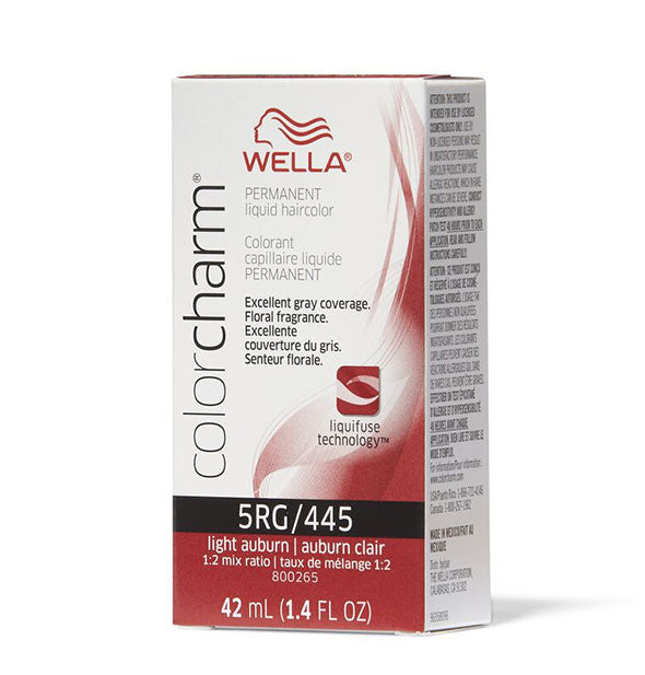 Box of Wella ColorCharm Permanent Liquid Hair Color in shade 5RG/445 Light Auburn