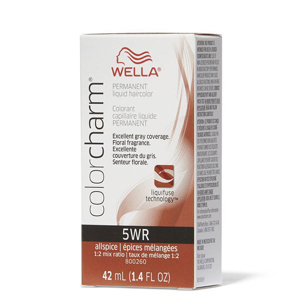 Box of Wella ColorCharm Permanent Liquid Hair Color in shade 5WR Allspice