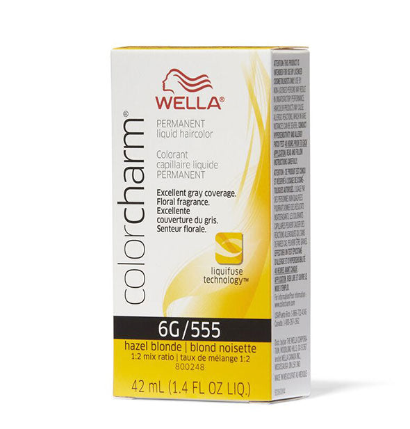 Box of Wella ColorCharm Permanent Liquid Hair Color in shade 6G/555 Hazel Blonde