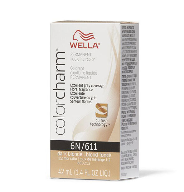 Box of Wella ColorCharm Permanent Liquid Hair Color in shade 6N/611 Dark Blonde