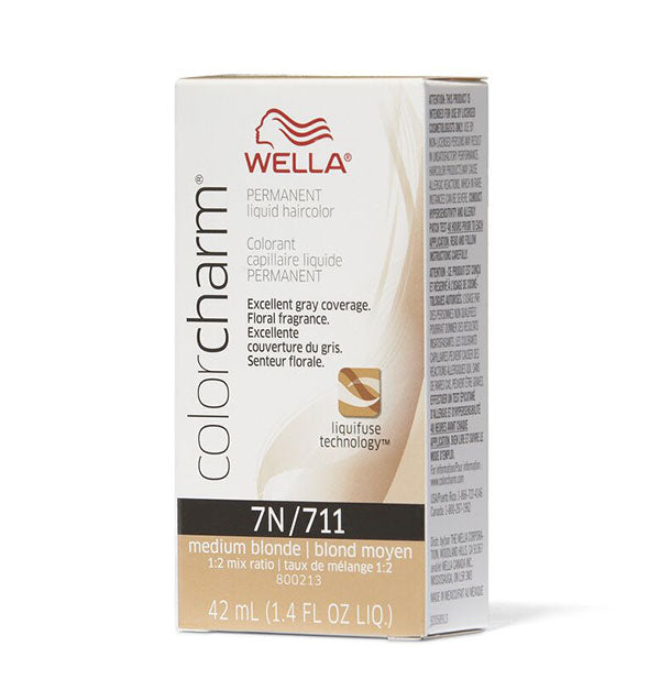Box of Wella ColorCharm Permanent Liquid Hair Color in shade 7N/711 Medium Blonde