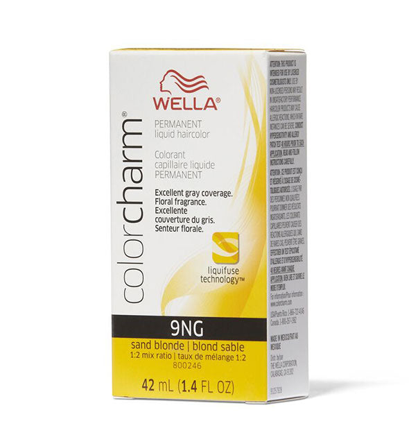 Box of Wella ColorCharm Permanent Liquid Hair Color in shade 9NG Sand Blonde