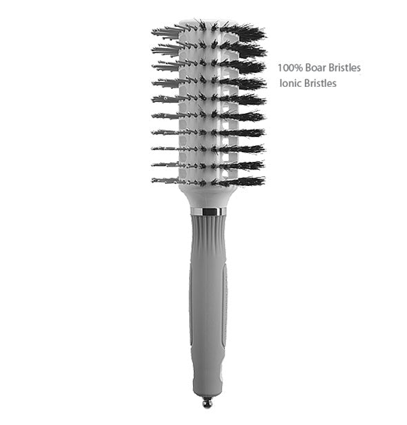 Olivia Garden Ceramic + Ion Turbo Vent Oval Twin Large hairbrush shown in 3-1/2 in. x 2-1/2 inch size.