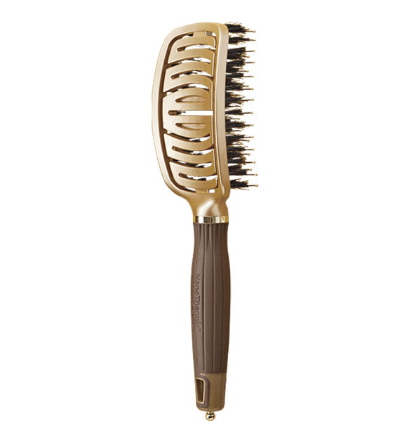 Olivia Garden NanoThermic Flex Brush with combination boar and ionic bristles shown from a 3/4 degree angle view.