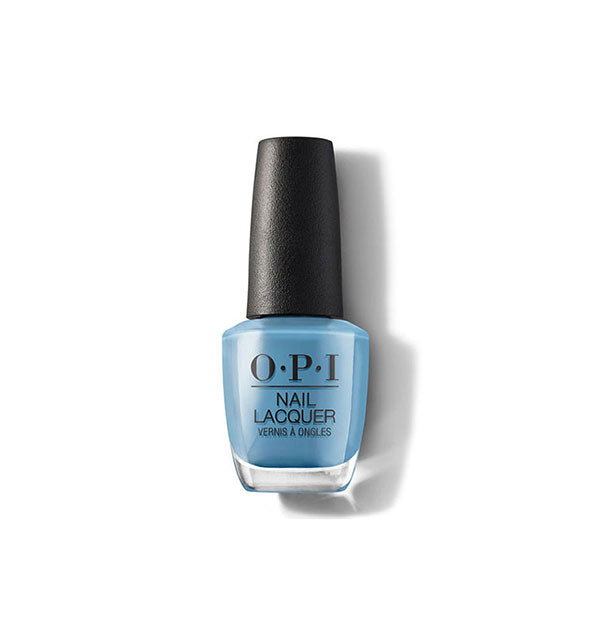 Bottle of OPI Nail Lacquer in a medium blue shade