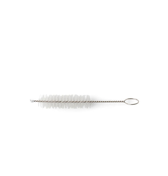 Small brush cleaner with twisted wire handle and white bristles