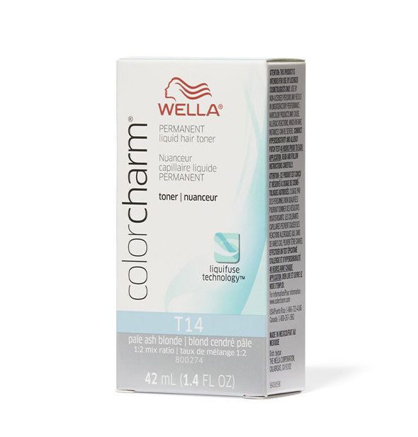 Box of Wella ColorCharm Permanent Liquid Hair Toner in shade T14 Pale Ash Blonde