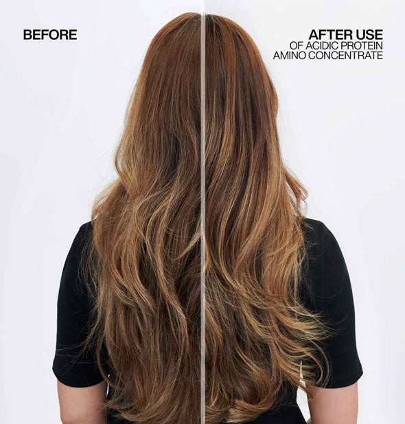 Model's hair before and after use of Redken Acidic Bonding Concentrate System