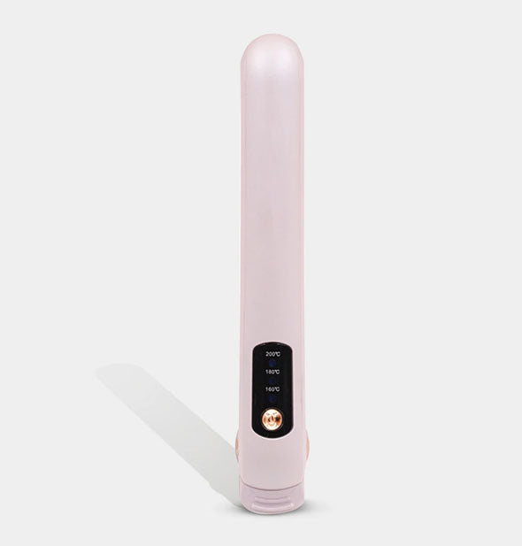 Light purple hair straightening iron with button panel shown