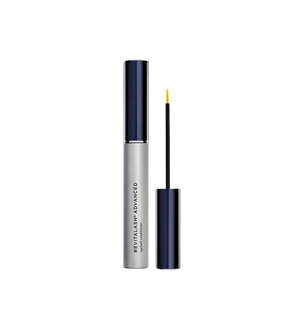 Bue and silver tube of Revitalash Advanced Eyelash Conditioner with applicator brush