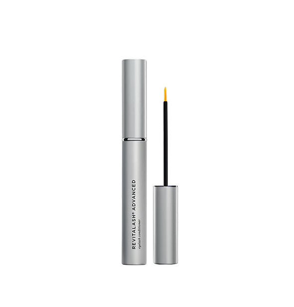 Silver tube of Revitalash Advanced Eyelash Conditioner with applicator brush