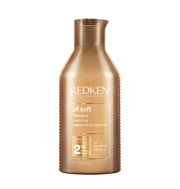 Bronze-colored 10.1 ounce bottle of Redken All Soft Shampoo