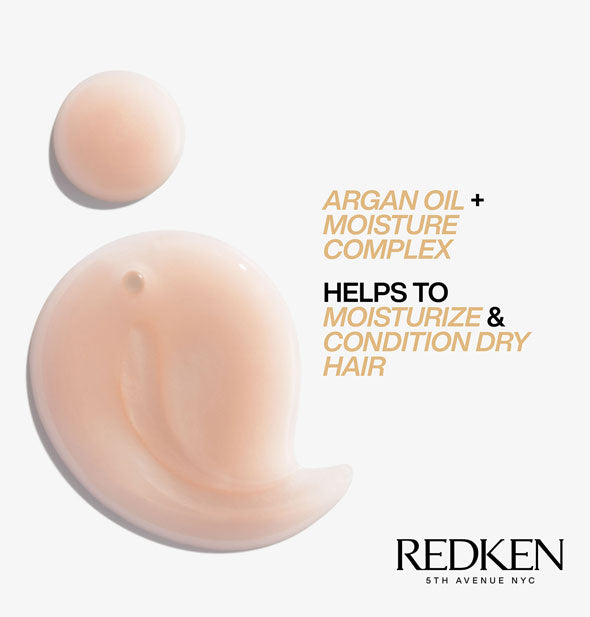 Redken All Soft Shampoo product sample captioned, "Argan oil + moisture complex; Helps to moisturize & condition dry hair" with logo