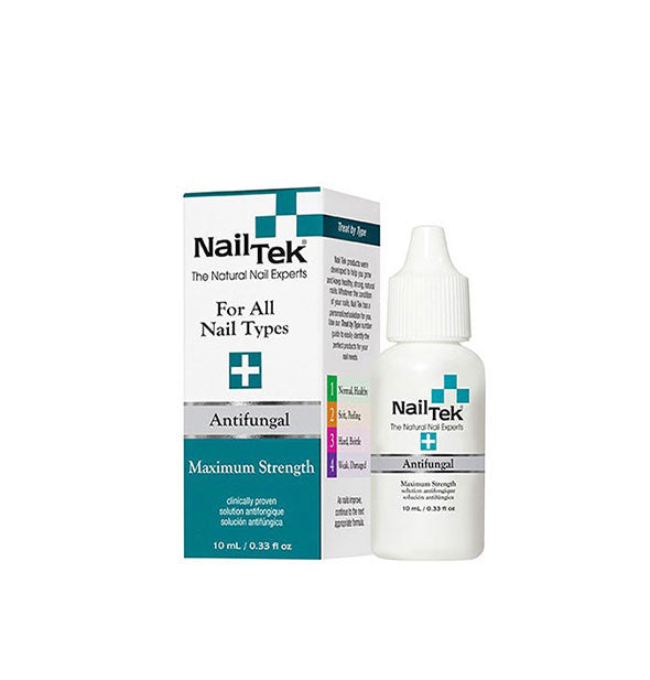 Box and 10 milliliter bottle of Nail Tek Maximum Strength Antifungal nail treatment