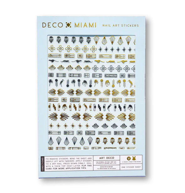 Pack of Deco Miami Nail Art Stickers with Art Deco-themed designs