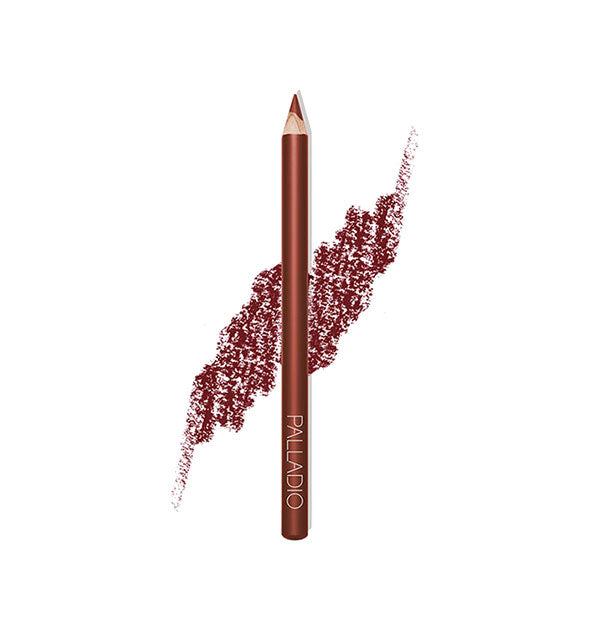 Palladio liner pencil in a copper shade with drawn product sample behind